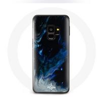 Dėklas, skirtas Samsung Galaxy S9 plus Įvairiaspalviai mėlynai pilkos ir juodos spalvos dūmų debesys juodame fone pilka