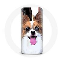 Dėklas Samsung Galaxy A10 Kontinentinis nykštukinis spanielis drugelis Šuniukas Baltas ir rudas