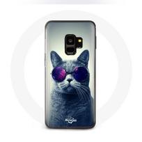 Coque pour Samsung Galaxy S9 plus Chat avec Lunettes violettes