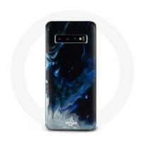 Coque pour Samsung Galaxy s10 edge Nuages de fumée multicolore de bleu gris et noir sur fond noir