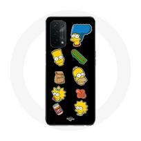 Coque pour Oppo A74 Les Simpson autocollants fond noir juoda