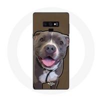 Coque pour Samsung Galaxy Note 9 Chien Pitbull Blanc gris balta