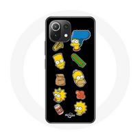 Coque pour Xiaomi Mi 11 Lite Les Simpson autocollants fond noir juoda