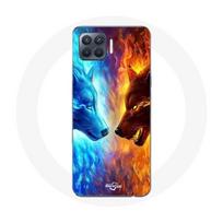 Coque pour Oppo A93 Loup de Glace et de feu