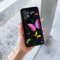 N42 Colorful butterfly Soft Silicone Case for Samsung S24 S23 A05s A54 A25 A34 A12 Xiaomi POCO X5 Redmi Note 12S Huawei P50 Honor 90 Angel Eyes Cover Redmi K50 gray