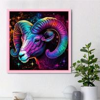 DIY Diamond Painting Curved Horns Cross Stitch Kit Mosaic Art Diamond Painting Full Circle/Square Diamond Home Decoration Round 25x25cm