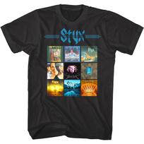 Styx Album Covers Art Collection Rock Band Tour Merch Music Black Unisex T-Shirt S gray