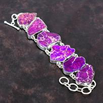 Violetinis Jūros Nuosėdų Jaspis Apyrankė Tikras Brangakmenio Papuošalas 925 Sterlingo Sidabro Apyrankė Reguliuojamo Grandinėlės Apyrankė Rankų Darbo Apyrankė Dovanai Adjustable purple