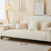 Teddy Velvet Sofa Cushion Autumn and Winter Padded Cushion Leather Sofa Cover  New Solid Color Sofa Cover Cloth Towel Over 70x70cm 1pcs beige