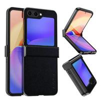 Dėklas Samsung Galaxy Z Flip 5 4 3 Flip5 5G coque Prabangus tekstilės PU odos dangtelis funda for samsung galaxy z flip 5 case capa Z Flip 5 juoda