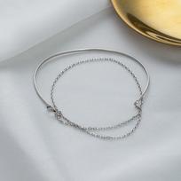S925 Silver ALS Bracelet Women's Double Layer Cold Style Bracelet Niche Design Ins Best Friend Bracelet Adjustable size gray
