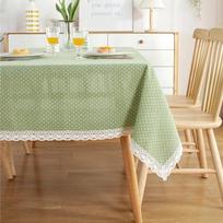 Poliesterio medvilninė maža balta taškinė nėrinių arbatos staltiesė 90x90cm beige
