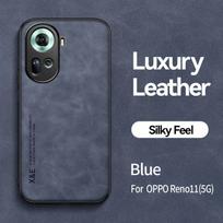 KEYSION Luxury Leather Case for OPPO Reno11 Pro 5G Soft Silicone+PC Shockproof Phone Back Cover for OPPO Reno 11 Pro 10 Pro 5G for OPPO Reno10 5G mėlyna