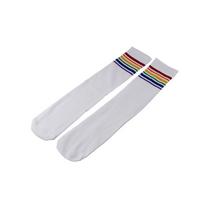 Thigh High Socks Over Knee Rainbow Stripe Girls Football Sport Socks Black White balta