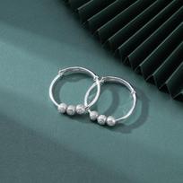 S990 Foot Silver Ball Pattern Children's Bracelet Baby Push and Pull Bracelet Baby Silver Jewelry Adjustable size gray