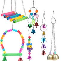 5/6 vnt. Papūgos Paukščio Žaislų Rinkinys Kabantis Narvelio Sūpynės Vaivorykštės Tiltas Žaislas Paukščių Reikmenys white