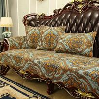Amerikietiška sofos pagalvėlė Baldų apsauginis sofos užvalkalas Retro Europos veliūrinis sofos užvalkalas Neslystantis žakardo siuvinėjimo užvalkalas 1pc armrest 60x60 cm brown