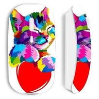 Souris sans fil maniacase blanche chat couleur sur coeur