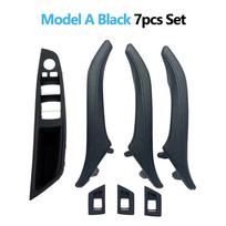 LHD 7pcs Interior Door Armrest Panel Pull Handle With Leather Outer Cover for BMW 5 Series F10 F11 F18 520 523 525 528 530 535 Model A Black set