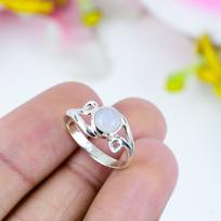 Natural Rainbow Moon Stone Gemstone 925 Solid Sterling Silver Ring Size 12 u5o50 white