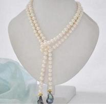 22mm Black keshi baroque white round freshwater pearl necklace 45inch