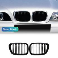 Automobilio priekinio buferio inkstų grotelės lenktyninės grotelės BMW E39 525 528 530 535 M5 1997 2003 pakeitimas dvigubo skersinio blizgios juodos grotelės Gloss Black black