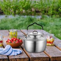 1.5L Camping Kettle Water Pot Hiking Picnic Stainless Steel Anti-rust Material Cookware with Style B gray