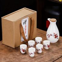 1 rinkinys keraminio sake rinkinio japoniško sake puodelio, kurį sudaro 1 puodas ir 6 puodeliai porcelianiniai baltojo gėrimo puodai Tradiciniai keramikos dirbiniai Saki puodeliai namų sušių parduotuvei One Pot And Six Cups - Hanmei