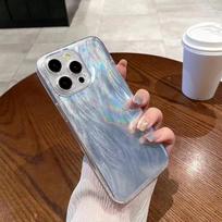 Prabangus paauksuotas plunksnų lazerinis telefono dėklas, skirtas iPhone 15 14 13 11 12Pro Max Spalvotas gradientas, atsparus smūgiams apsauginis galinis dangtelis For iPhone 15Pro white