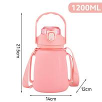 Outdoor Folding Silica Gel Cup Sports Travel Food Grade Kettle Telescopic Water Cup Large Capacity Big Belly Cup 1200ml rožinė