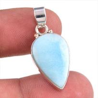Naturalus Republic Larimar Brangakmenis 925 Praba Sidabrinis Pakabukas 1.25'' V7Y29 white