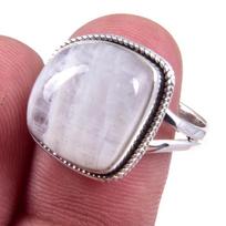Natural Rainbow Moon Stone Gemstone Handmade 925 Sterling Silver Ring S.10 B6z89 gray