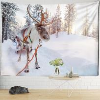 Briedžio Sniego Scenos Gobelenas Sienų Dekoras Kalėdų Serija Psichodelinis Raganavimas Šventinės Dovanos Bohemiškas Namų Dekoras 95x70cm