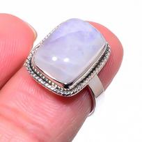 Natural Rainbow Moon Stone Gemstone 925 Sterling Silver Jewelry Ring Size 6 O3m02 white