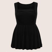 Plus Size Women French Square Neck Unique Premium Design Loose Slim Sleeveless Top XXXL juoda