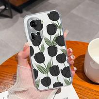 Galinis dangtelis dėklui OPPO Realme C67 Findx7 Pro Narzo 70 Reno 11 Bamperis Prabangus Gėlėtas Skaidrus Minkštas TPU Silikonas Super Atsparus Smūgiams Madingas Korpusas OPPO Oppo Reno 11 5G white