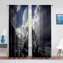Wild Animal Rhino Grey Black Tulle Curtains for Living Room Bedroom Decoration Transparent Chiffon Sheer Voile Window Curtain 1 PCS W100XH250cm&Rod Pocket