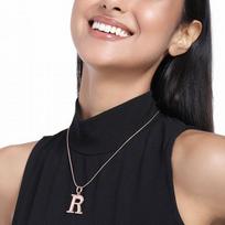Estelle - Pakabukas su pakabuku „R“ su rausvojo aukso danga beige