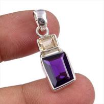 Natural Amethyst,Citrine Gemstone 925 Sterling Silver Jewelry Pendant 1.25  f5P48 brown