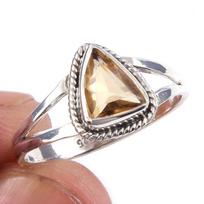 Natural Citrine Gemstone Handmade 925 Solid Sterling Silver Ring Size 9 K0l09 beige
