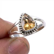 Natural Citrine Gemstone 925 Solid Sterling Silver Jewelry Ring Size 6.5 v5w71 gray