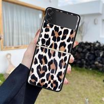 Prabangus dėklas Samsung Galaxy Z Flip 4 3 5G Juodas PC Kietas telefono dėklas Madingas galinis dangtelis ZFlip Funda Zebras Leopardas Modelis Capa Samsung Z Flip 4 5G