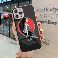 Samurai Gril Women Phone Case For IPhone 14 13 12 11 Pro Max X XR XS 8 7 Plus Liquid Glass Color Phone Cover iPhone 11 Pro Max gray