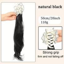 Apricot Blossom Grab Clip Curled Horsetail Synthetic Wig Women's Wig Horsetail Wig Wearing Simple Daily Party Use beige