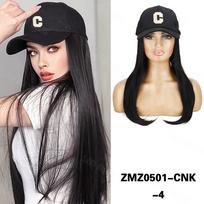 MISS WIG Synthetic Long Wavy Hat Wig Extension Baseball Cap High Temperature Resistant For Women Daily Cosplay 50cm