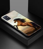 Telefono dėklas Samsung Galaxy A51 A71 A50 A21s A02s A12 A20 A10 A30 A40 A41 A31 A11 Juodas Korpusas Bėgantis Arklys Gyvūnas Galaxy A10