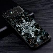 Kalėdinis snaigės dėklas, skirtas Samsung Galaxy Z Flip3 5G Flip4 juodas kietas mobiliojo telefono dangtelis Z Flip 3 4 Luxury PC Shell Zflip3 Coque Samsung Z Flip3 5G black