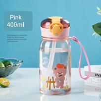 Vaikiška gertuvė su šiaudeliu, nepralaidi, su animaciniu piešiniu, lauko, nešiojama, gėrimų butelis, vaikiška miela puodelio buteliukas 400ML white