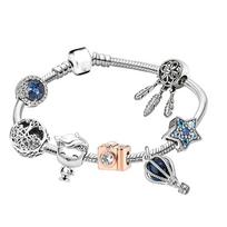 SS925 kelionių elementai Dream Catcher šeimos medžio kamera su karoliukais pakabukas gyvatės apyrankė romantiškas ir gražus papuošalas mėlynas tonas 17cm