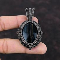 Nellite Gemstone Pendant Copper Wire Wrapped Jewelry Handmade Pendant Copper Pendant Nellite Wire Jewelry Wire Wrapping Pendant Gift For Her black